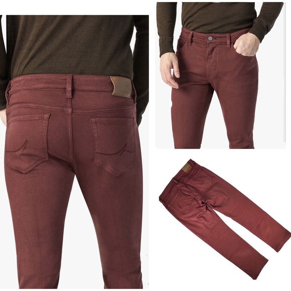 34 Heritage Red Courage Mid Rise Straight Stretch Jeans Mens Actual Measure37x30